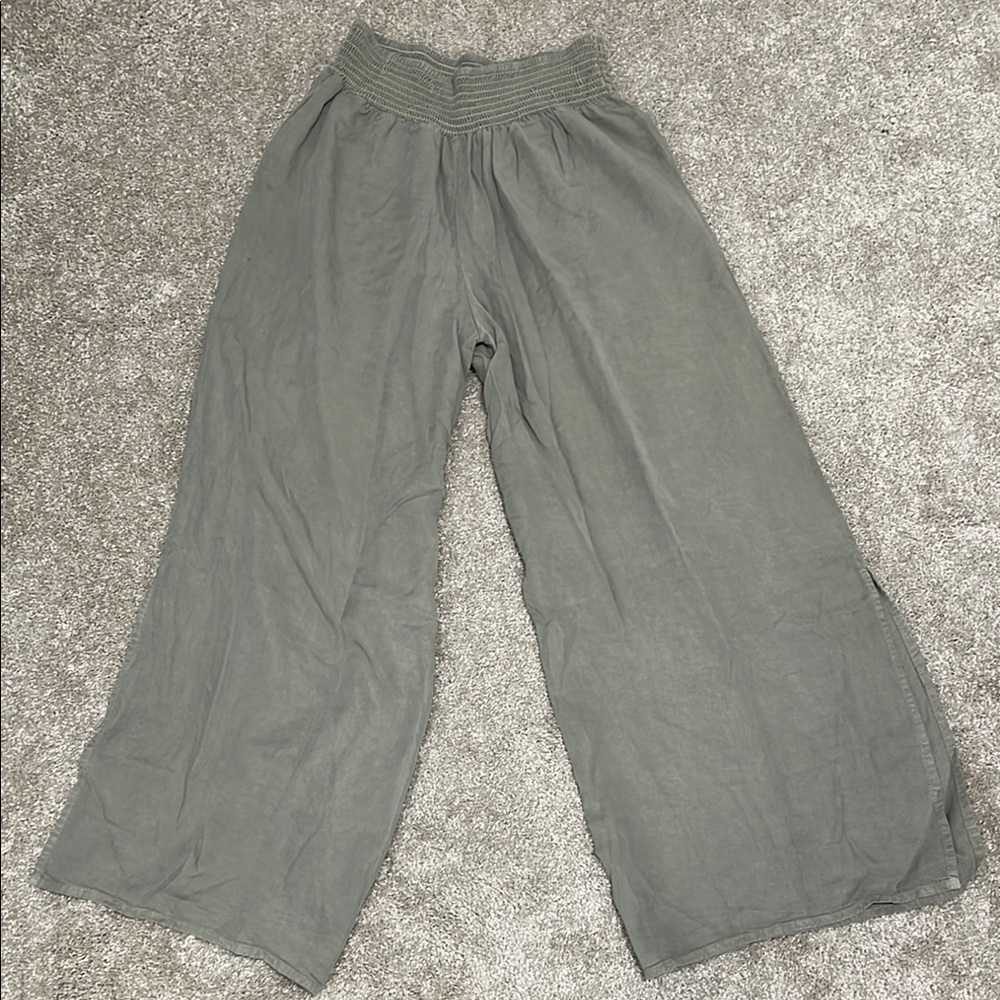 Gray split Wide-Leg Pants